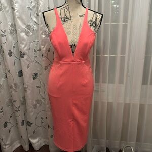 Bardot women’s halter dress Melon/Coral colour